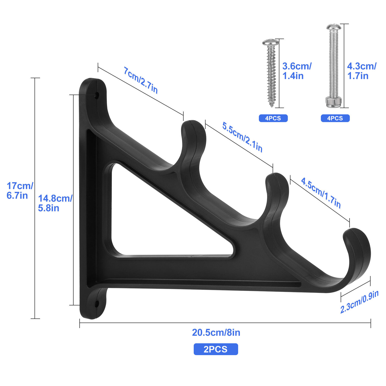 2PCS Horizontal Boat Fishing 3 Rod Rack Wall Mount Holder Portable Storage Rack