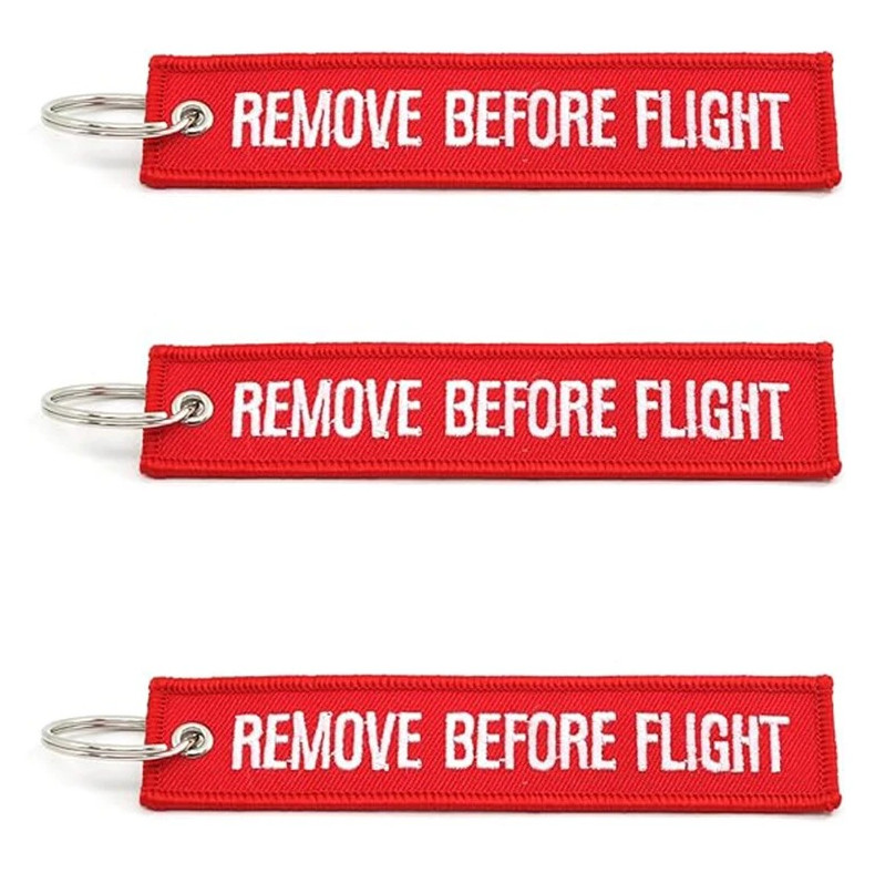 5pcs Remove Before Flight Keychain Embroidered Jet Tag