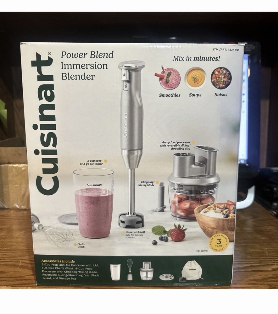 Cuisinart Power Blend Immersion Blender HB-900PC Silver Set, Food Processor