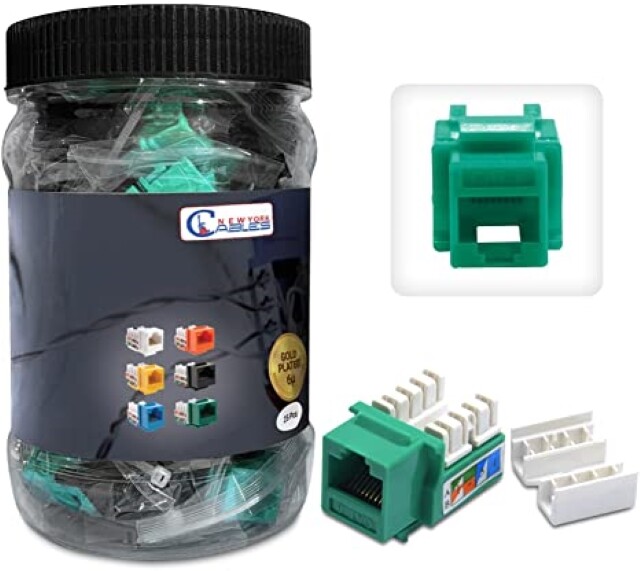 50 Pack Cat6 RJ45 Keystone Jacks 90? Network Connectors - 110 Punch Down 8P8C