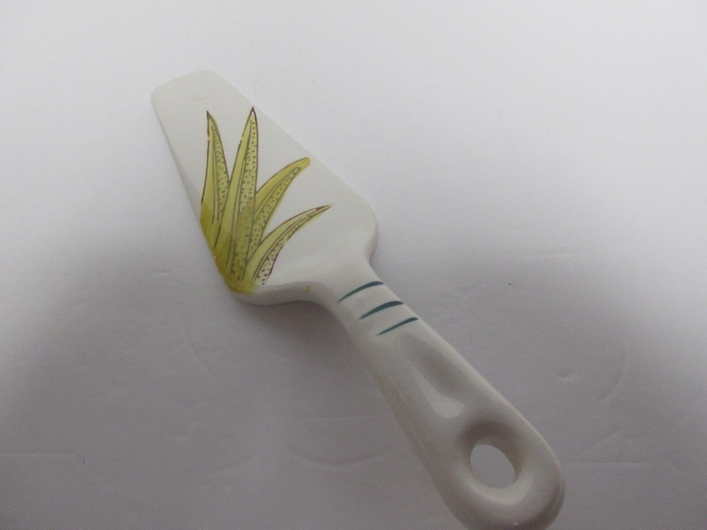 Ceramic Cake Server Signed On Back /hand painted Good Condition