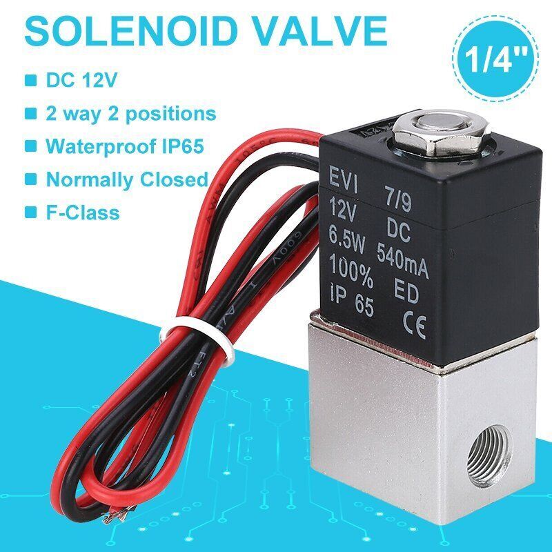 2PCS 1/4" Fast Response Electric Air Water Solenoid Valve 12V DC Normally Closed