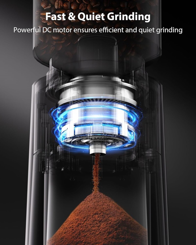 Conical Burr Coffee Grinder with 25 Grind Settings,Adjustable 2-12 Cups Timer...