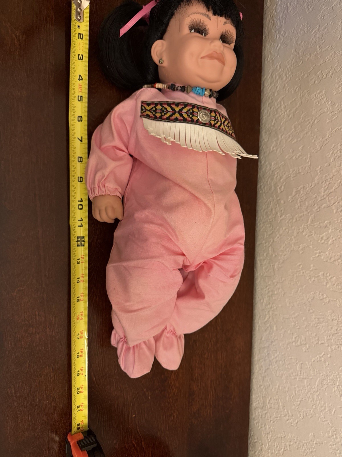 Vtg Louann Paul Native American Navajo Porcelain Face Hands Weighted Doll Signed