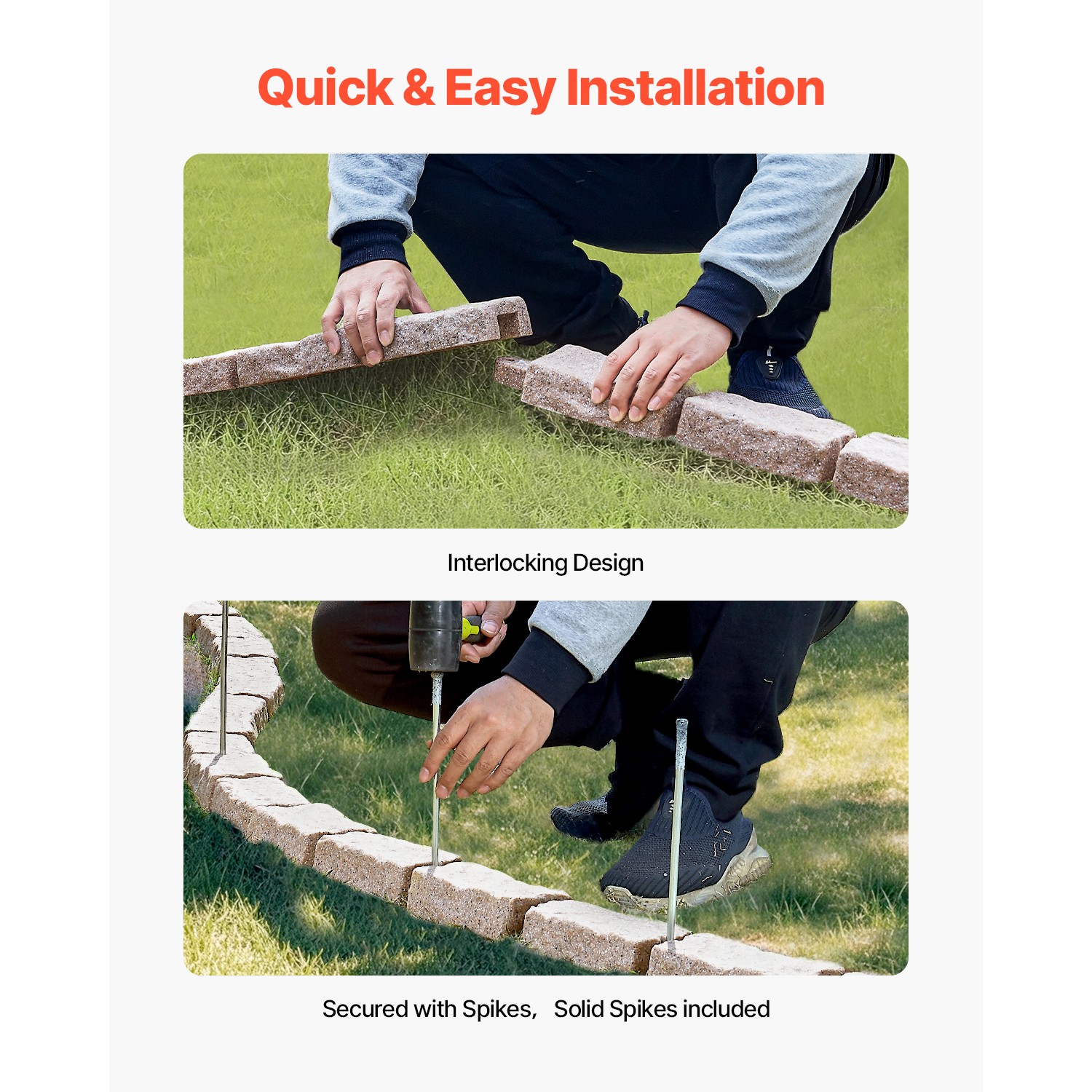 Faux Stone Landscape Edging 46.2 x 2.2 in Garden Lawn Edging Border