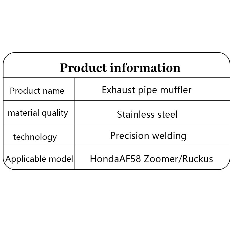 RUCKUS Exhaust Pipe Muffler Stainless Steel Motorcycle Scooter Honda AF58 ZOOMER