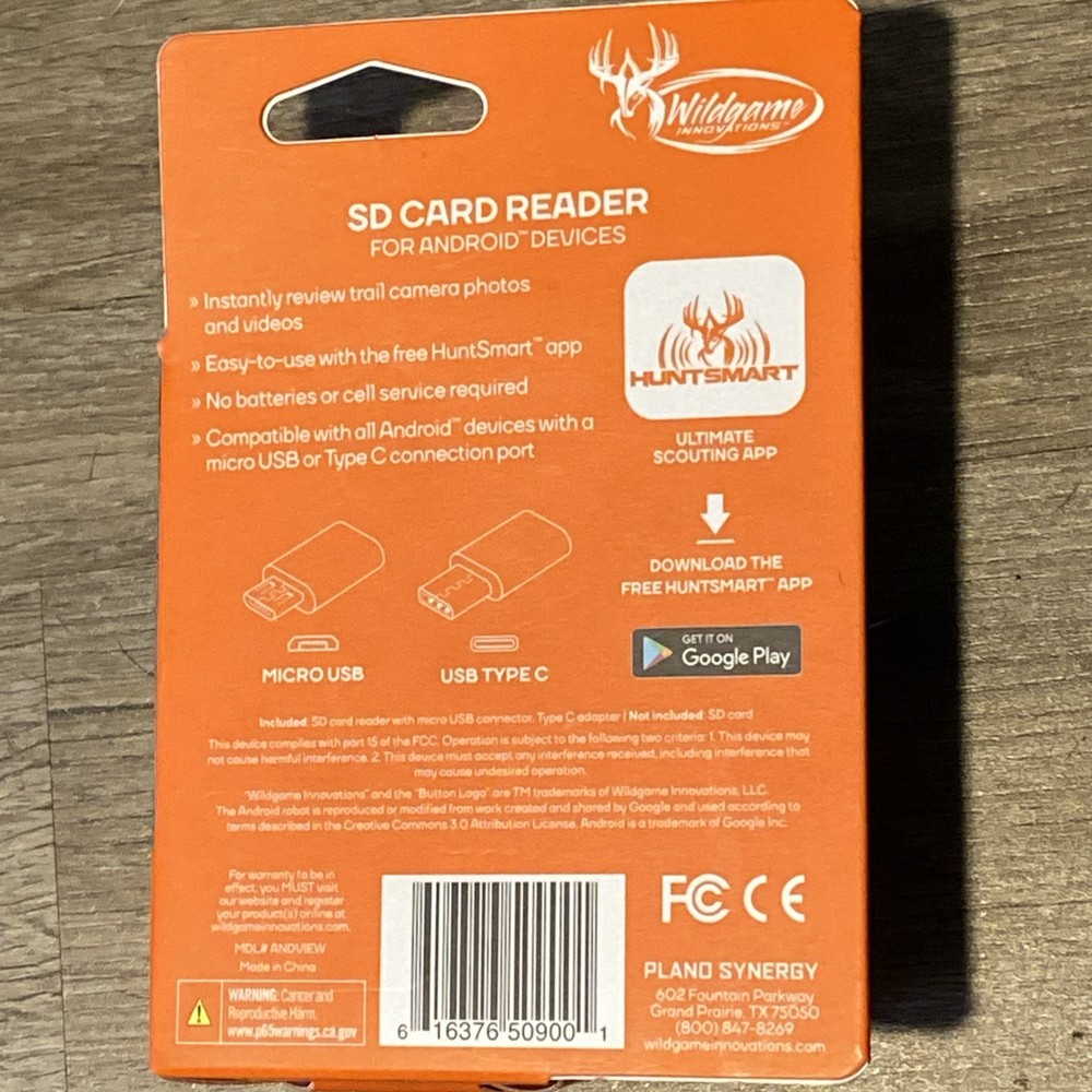 Wildgame Innovations SD Card Reader for Android Devices USB TYPE C and Micro USB