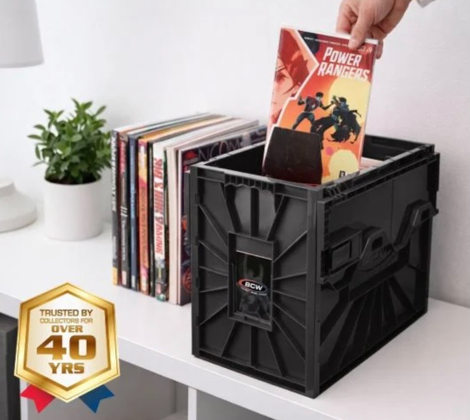 BCW Short Comic Bin Stackable w/ Locking Lid (Black Plastic) - FREE Shipping!