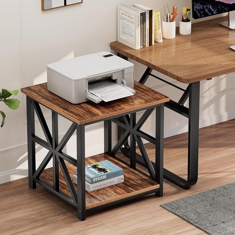 2-Tier Storage Shelves End Table Sturdy MDF Frame Quick Setup Utility Table New