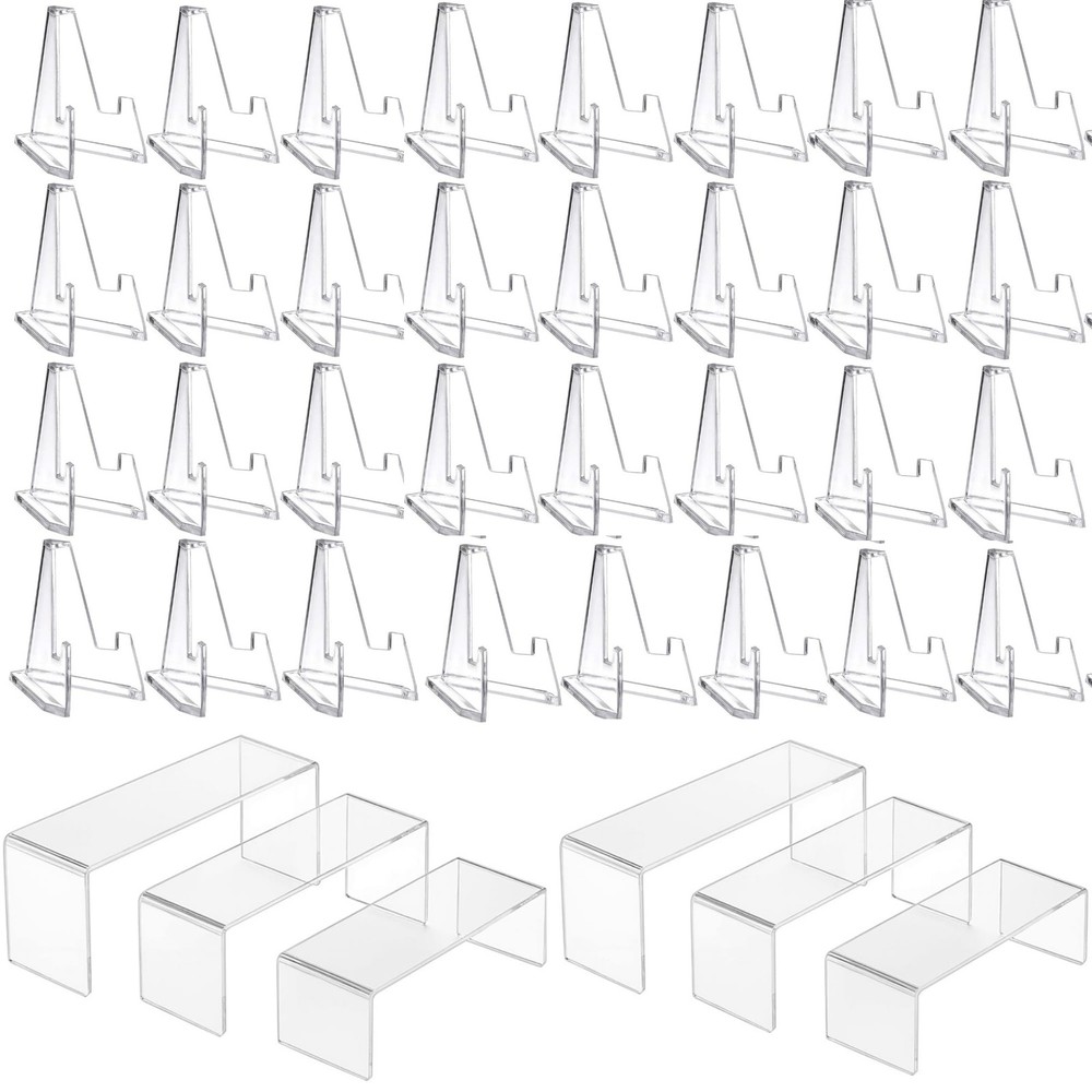 AceOrbit 38 Pcs Clear Table Display Stands Set Includes 6 Large Acrylic Book ...