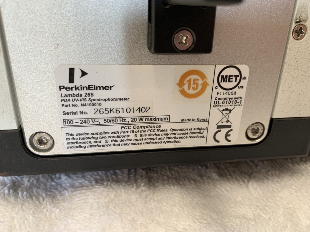 Perkin Elmer Lambda 265 Spectrophotometer