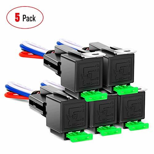 NILIGHT 5PACK 12V 4Pin SPST 30/40 AMP Auto Relay + 14AWG  Sockets Wires adn Fuse