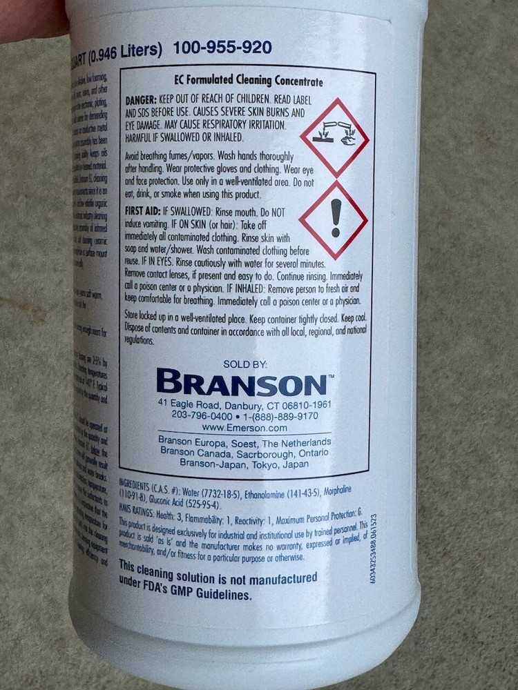 Branson EC Concentrate. Electronics PCB Cleaning Solution. 100-955-920