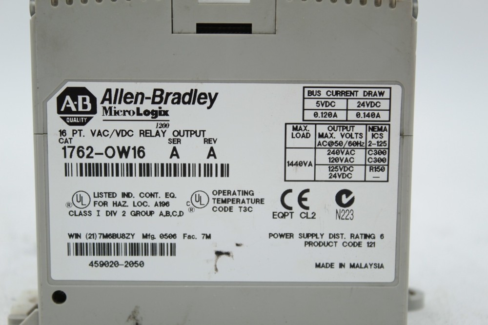 Allen-Bradley 1762-OW16 MicroLogix 16 Point Relay Output Module