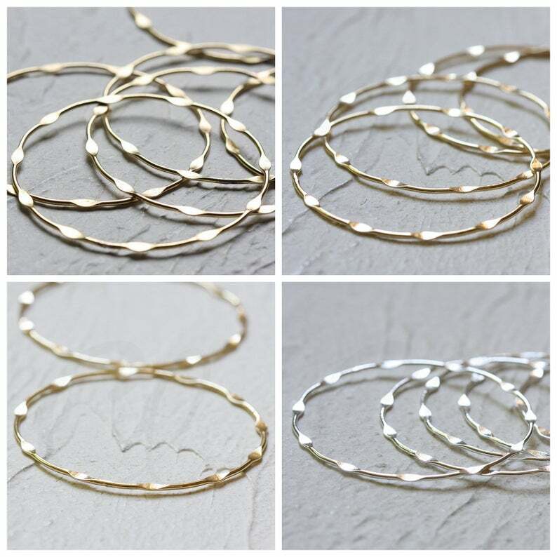 Solid Brass Soldered Ring - Hammered - Loop 57mm (4380C)