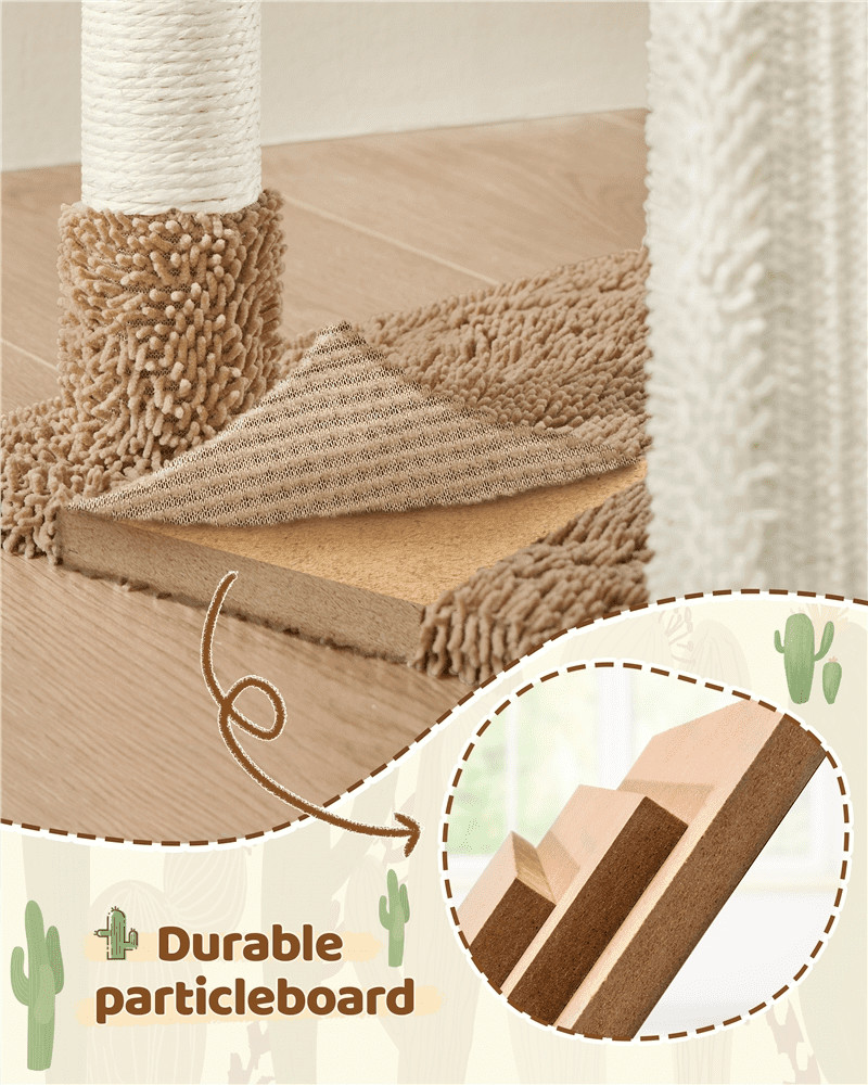 42" Height Cactus Cat Tree W/ Scratching Posts & Platform Beige/Brown