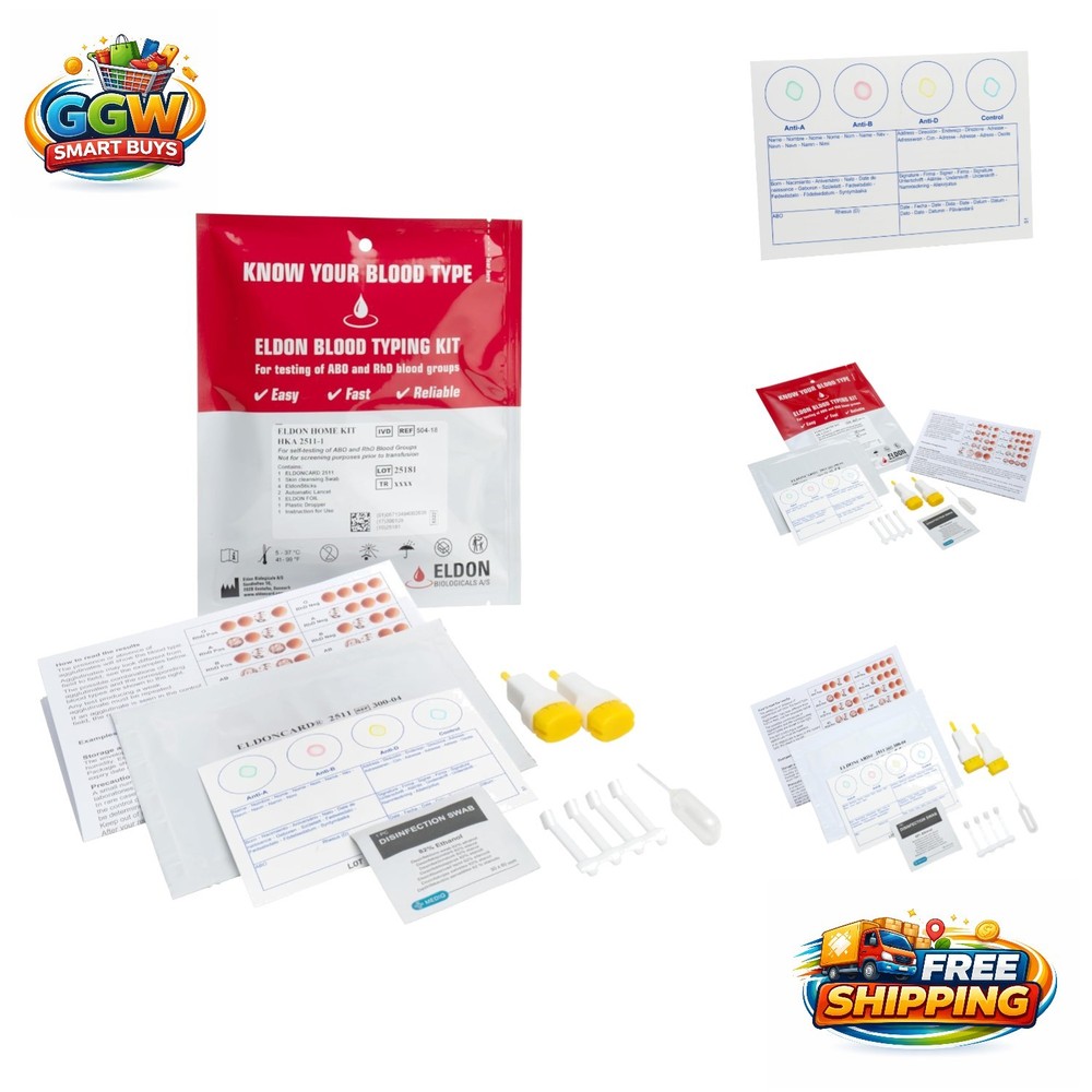 Fast & Easy Blood Type  Kit - Includes Safety Lancet & Micropipette