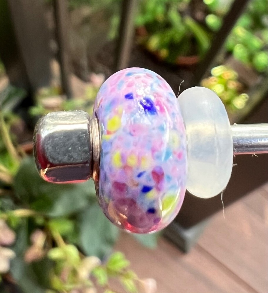 Trollbead trollstone pink rainbow ooak unique