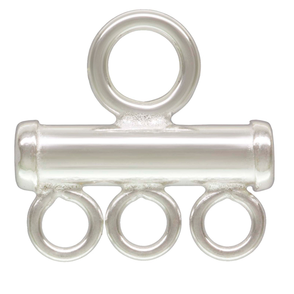 Silver 3 Row Connector, 10pc Sterling Findings, Three strand Separators,Multistr
