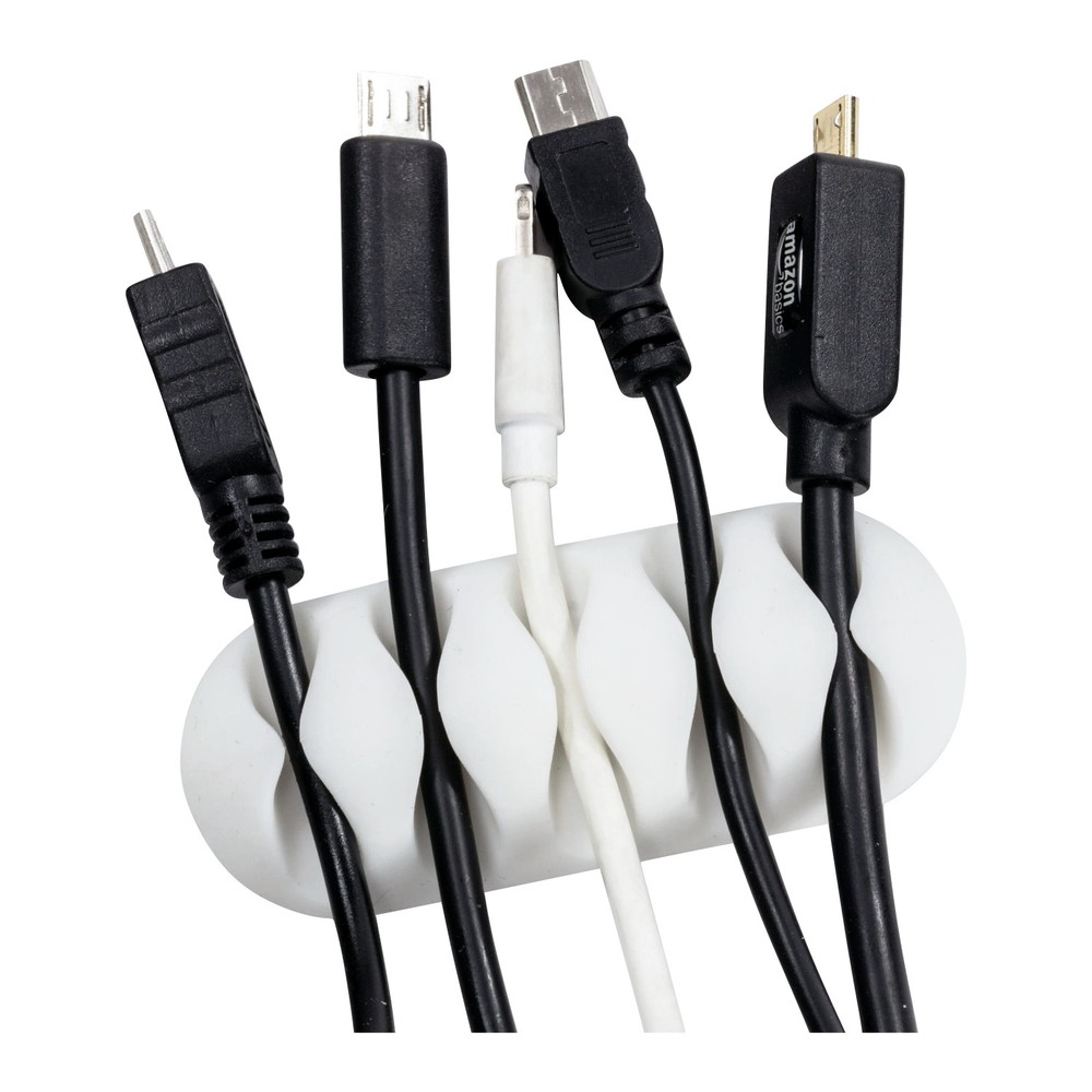 Rok Hardware Multipurpose Quintuple Cable Clip, Desktop Cable Organizer, White