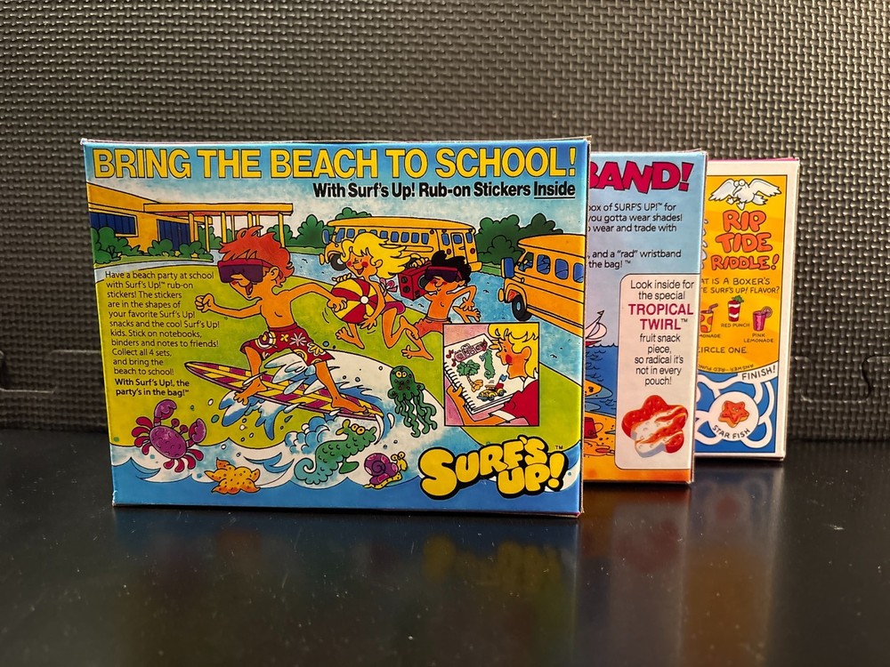 Surfs Up fruit snacks - 3 empty custom design display boxes