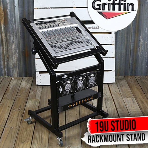 GRIFFIN Rack Mount Stand - Music Studio Recording Mixer Cart Rail Gear Holder