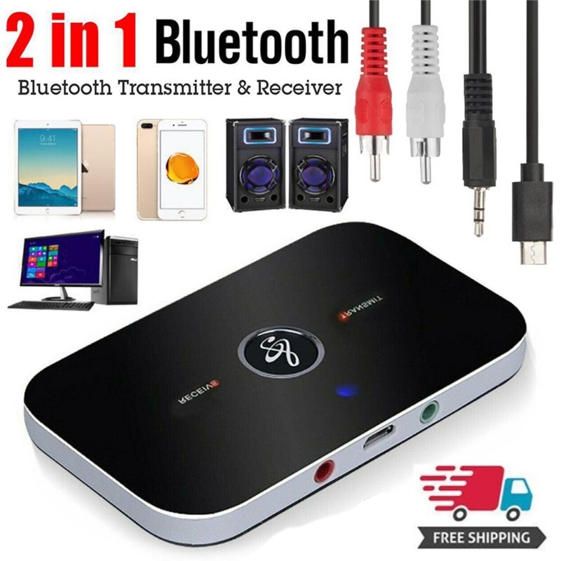 2IN1 Bluetooth 5.0 Receiver Transmitter Wireless RCA to 3.5mm Aux Audio Adapter