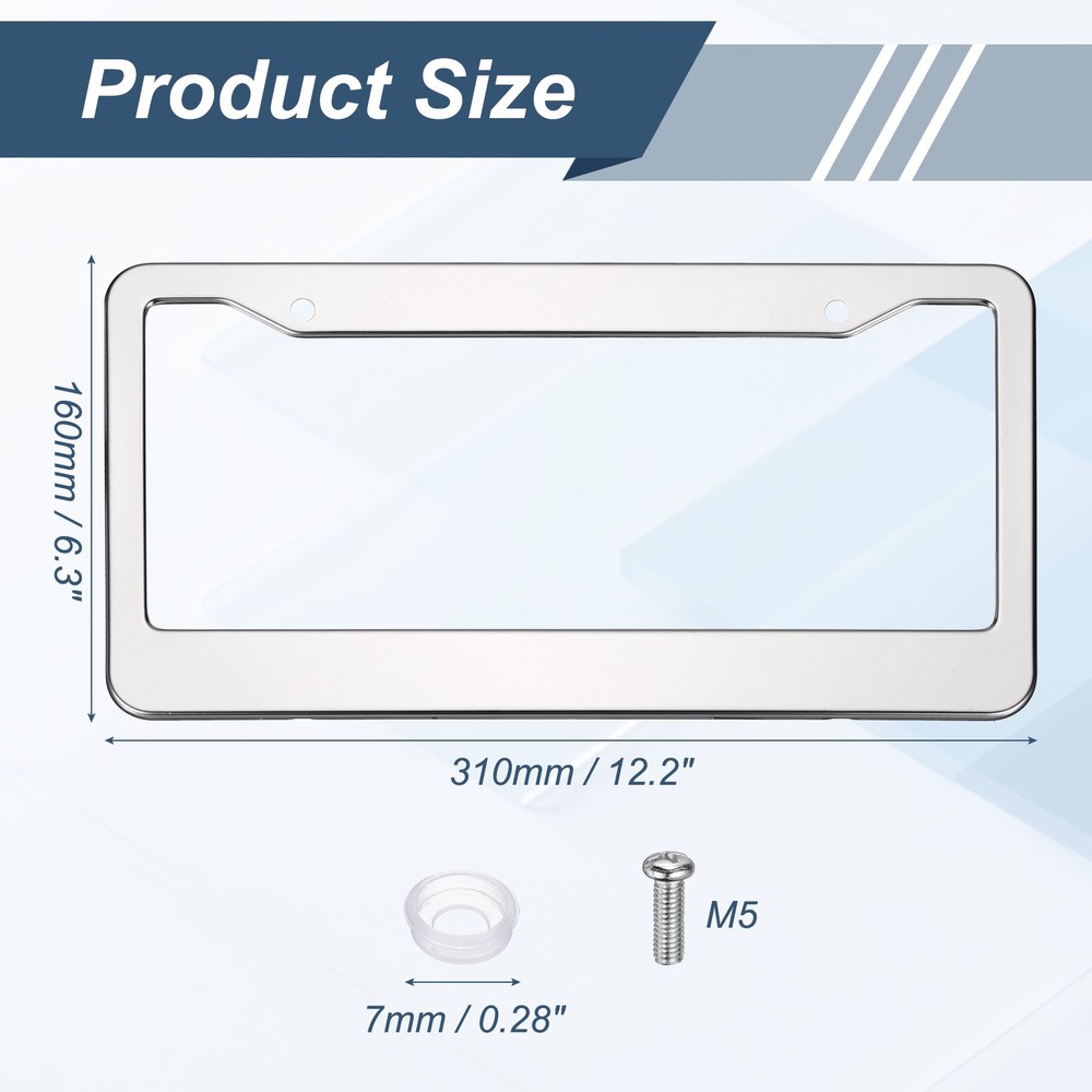 Stainless Steel Car License Plate Frames Kits, Silver
