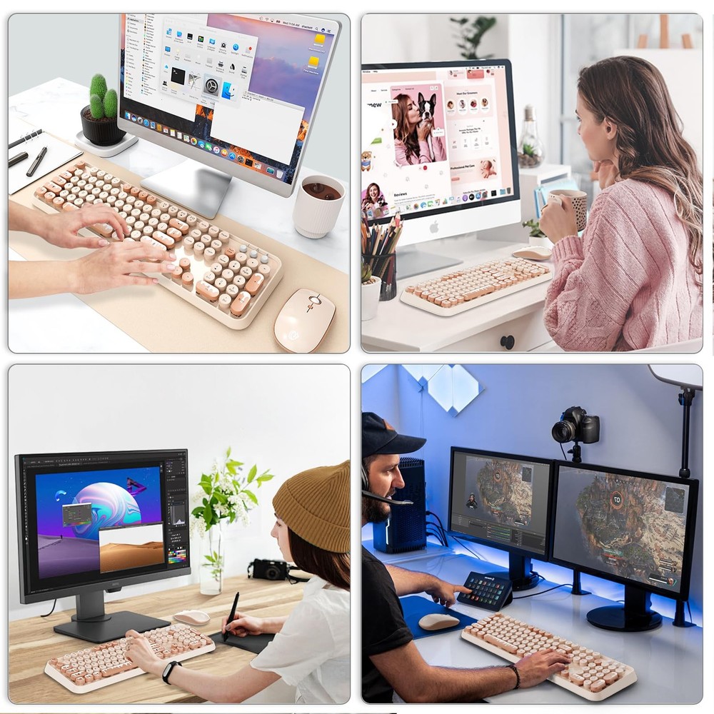 Wireless Keyboard and Mouse Combo, 2.4 GHz Wireless Full-Sized Typewriter Key...