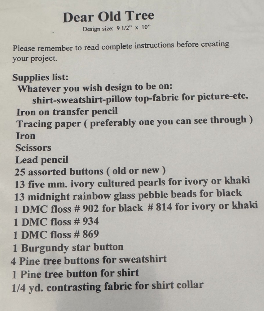 Dear Old Tree Primitive Stitchery Pattern Embroidery Christmas Tree Buttons
