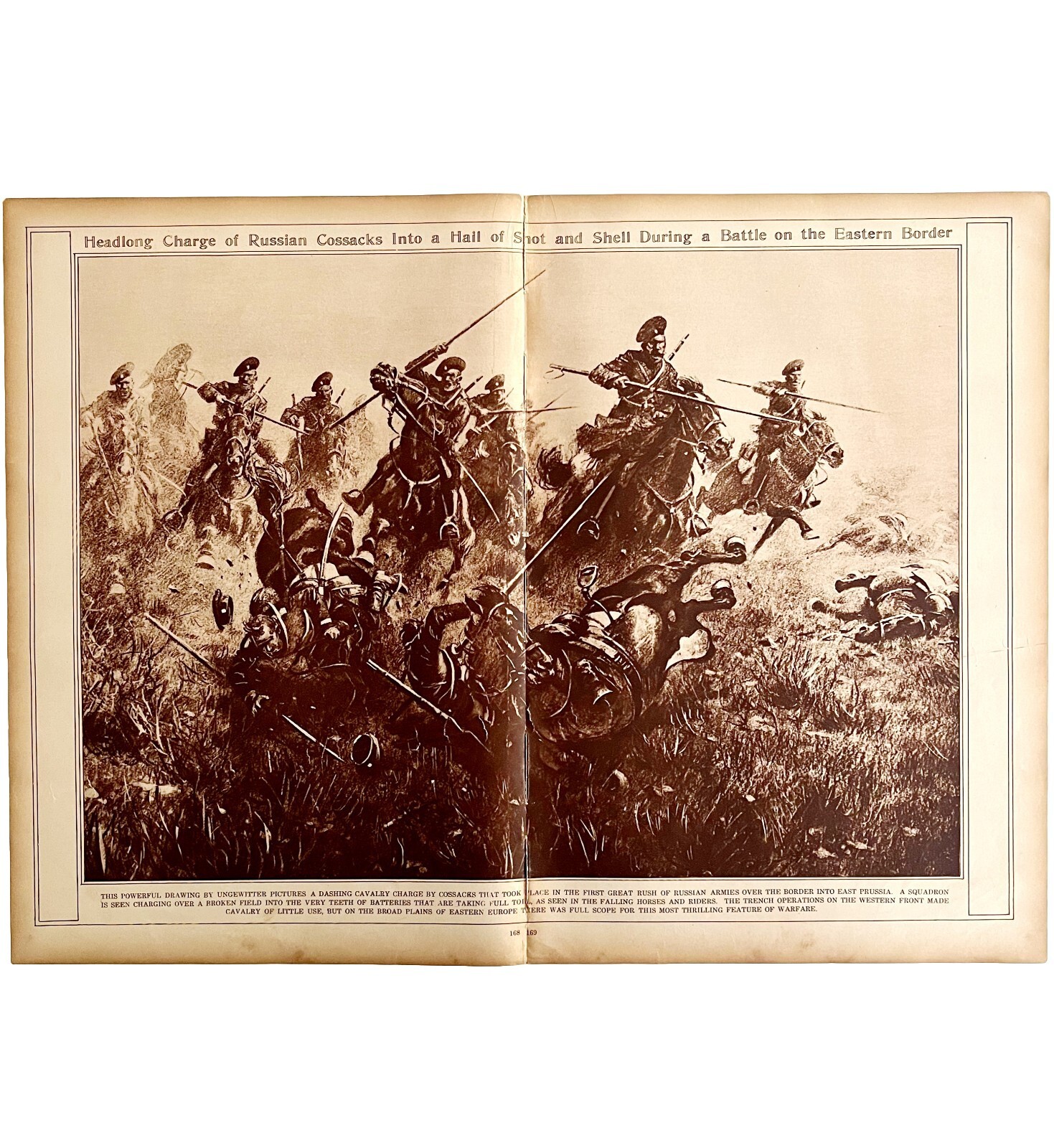 Russian Cossacks Invading East Prussia WW1 1920s Military Centerfold LGBin5