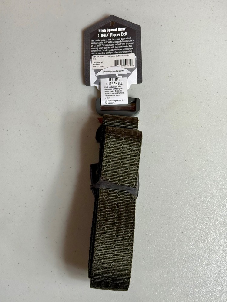 HSGI Cobra Rigger Belt 1.75" w/ Loop inner Size Medium Olive Drab