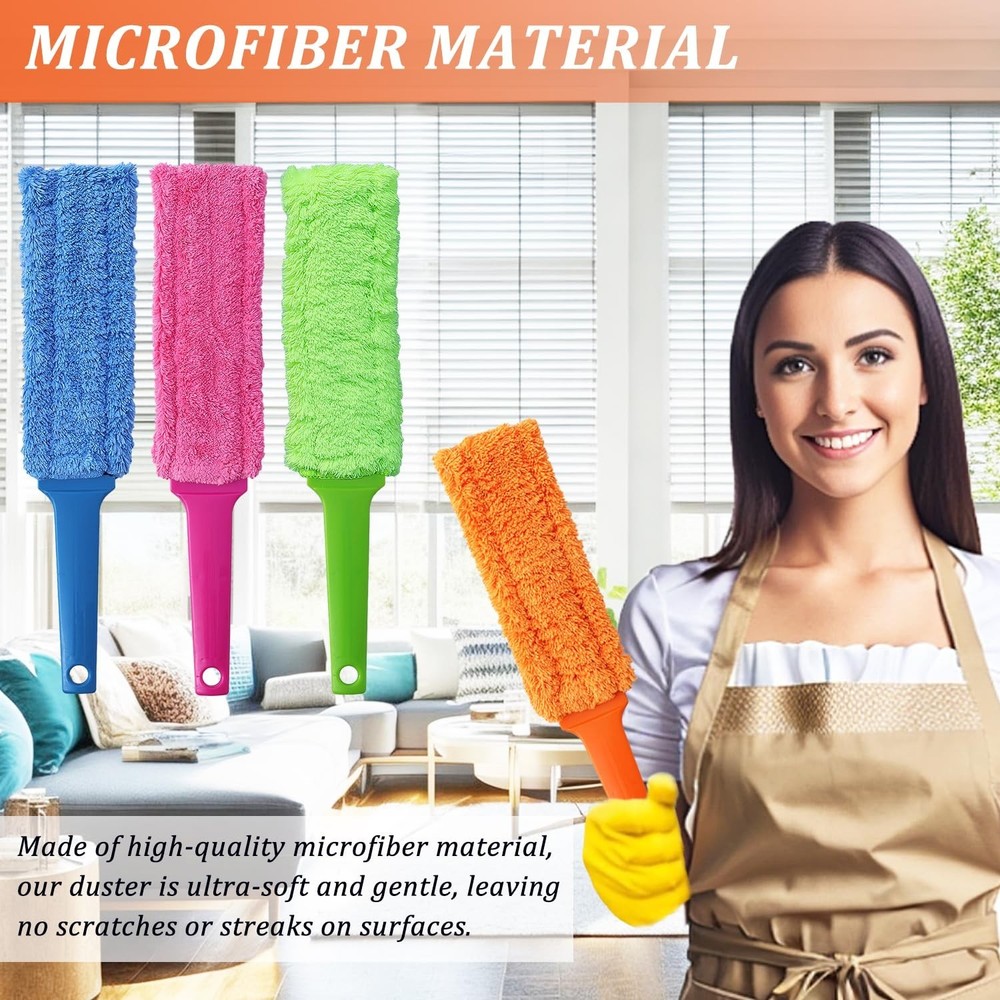 4 Pack 15" Microfiber Feather Duster, Gap Duster, Blind Duster, Hand Duster f...