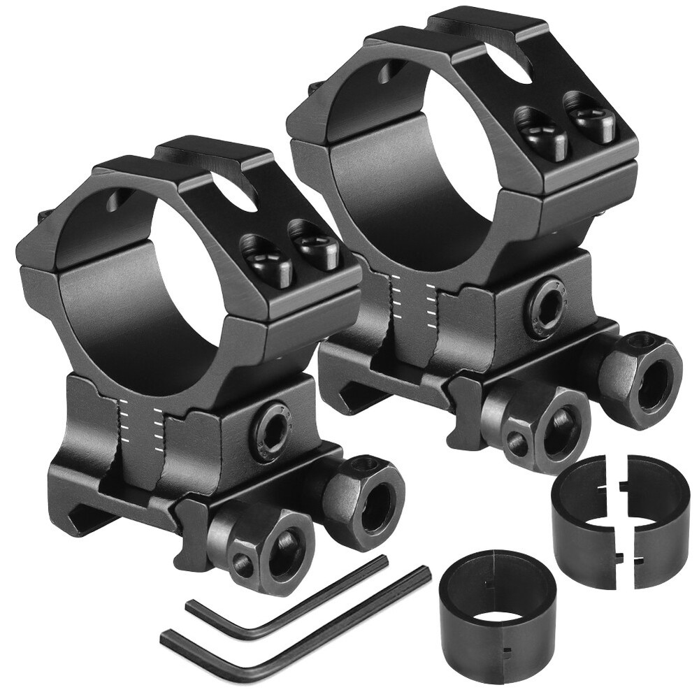 2Pcs Precision Adjustable Height Dovetail Scope Rings 25.4mm/30mm Base Mount