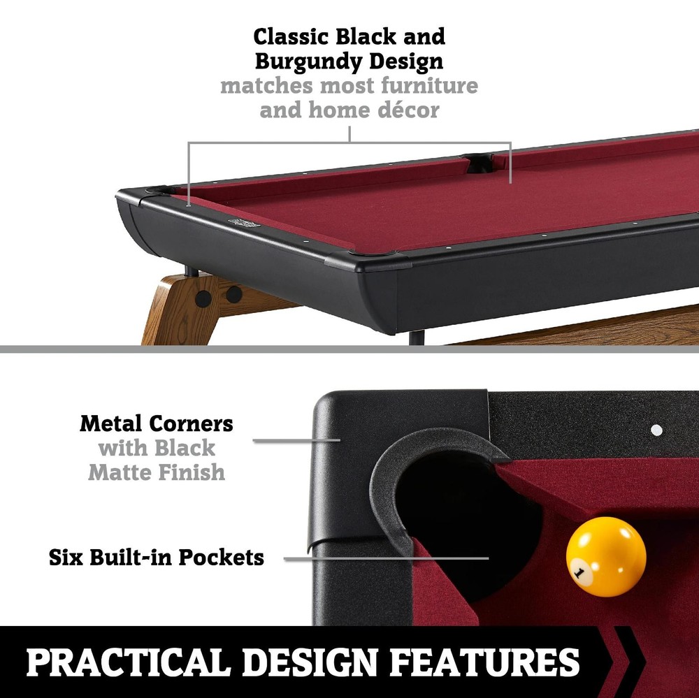 7 Ft Modern Industrial Drop Pocket Pool Table 84" Billiard Table W/ Accessories