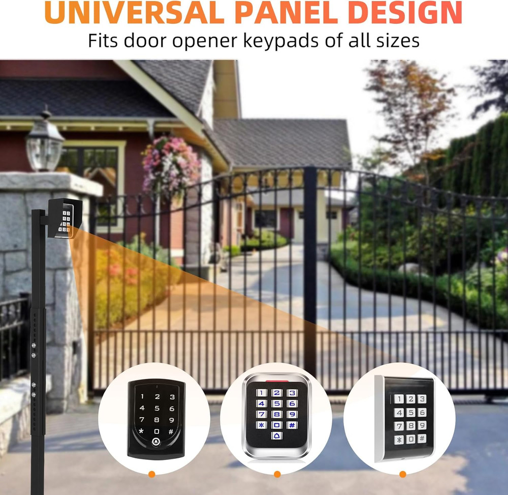 Universal Keypad Mounting Post with Waterproof Cover, Height Adjustable from 37“