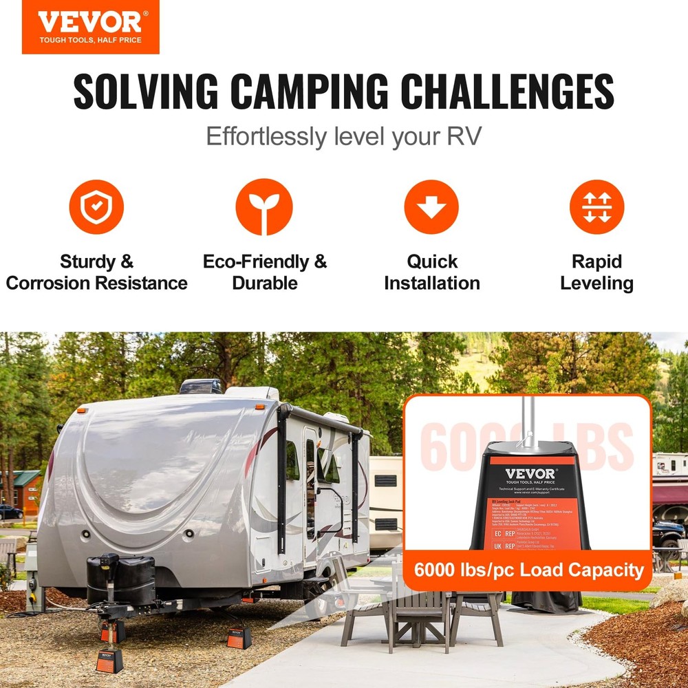VEVOR Trailer Jack Block, 6000 lbs Capacity per RV Leveling Black