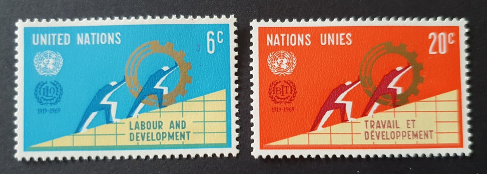 1969 UNITED NATIONS UN VN NY LABOUR & DEVELOPMENT VF MNH