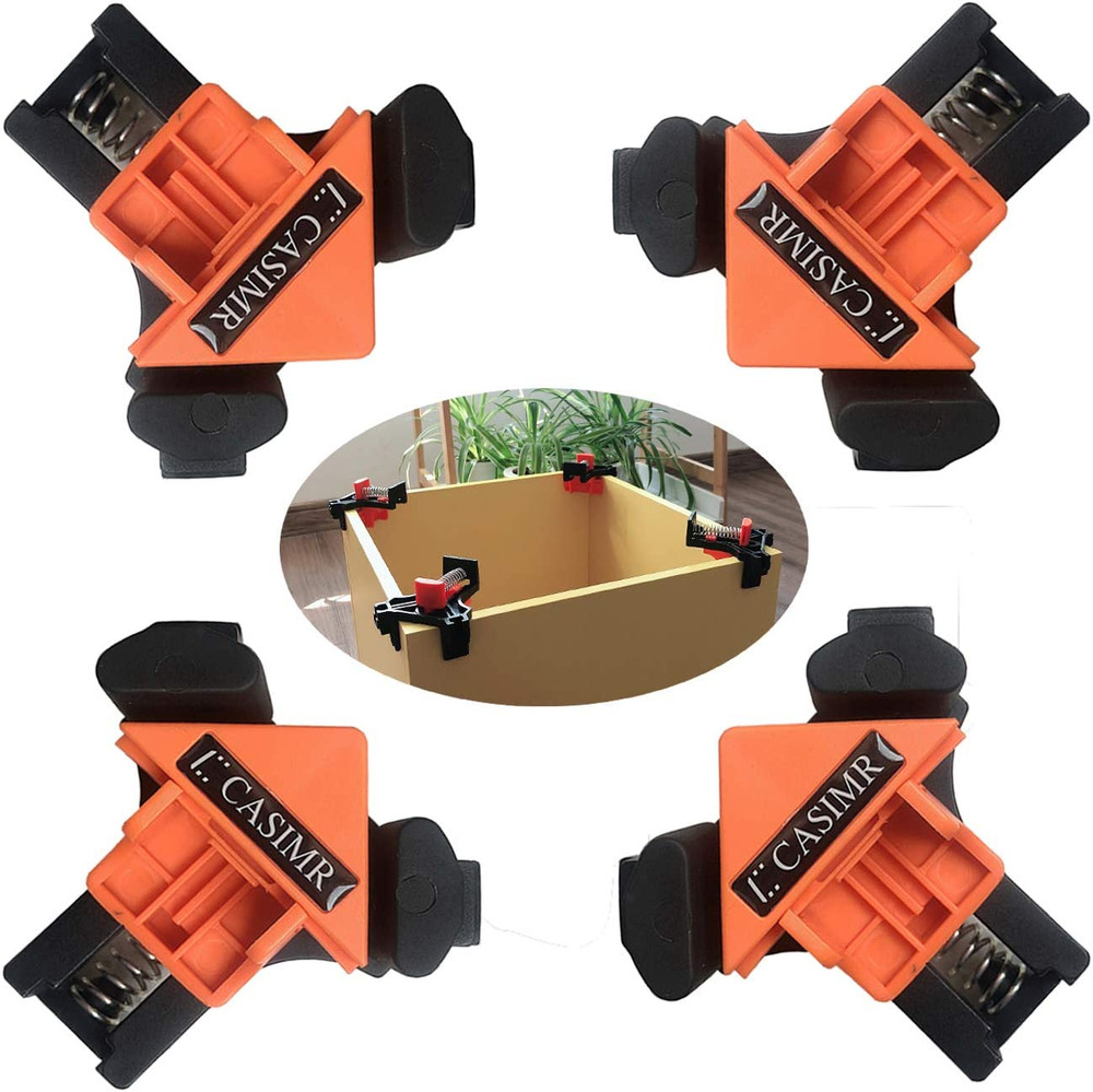 90 Degree Corner Clamp, 4 Pack Adjustable Single Handle Spring Loaded Right Angl