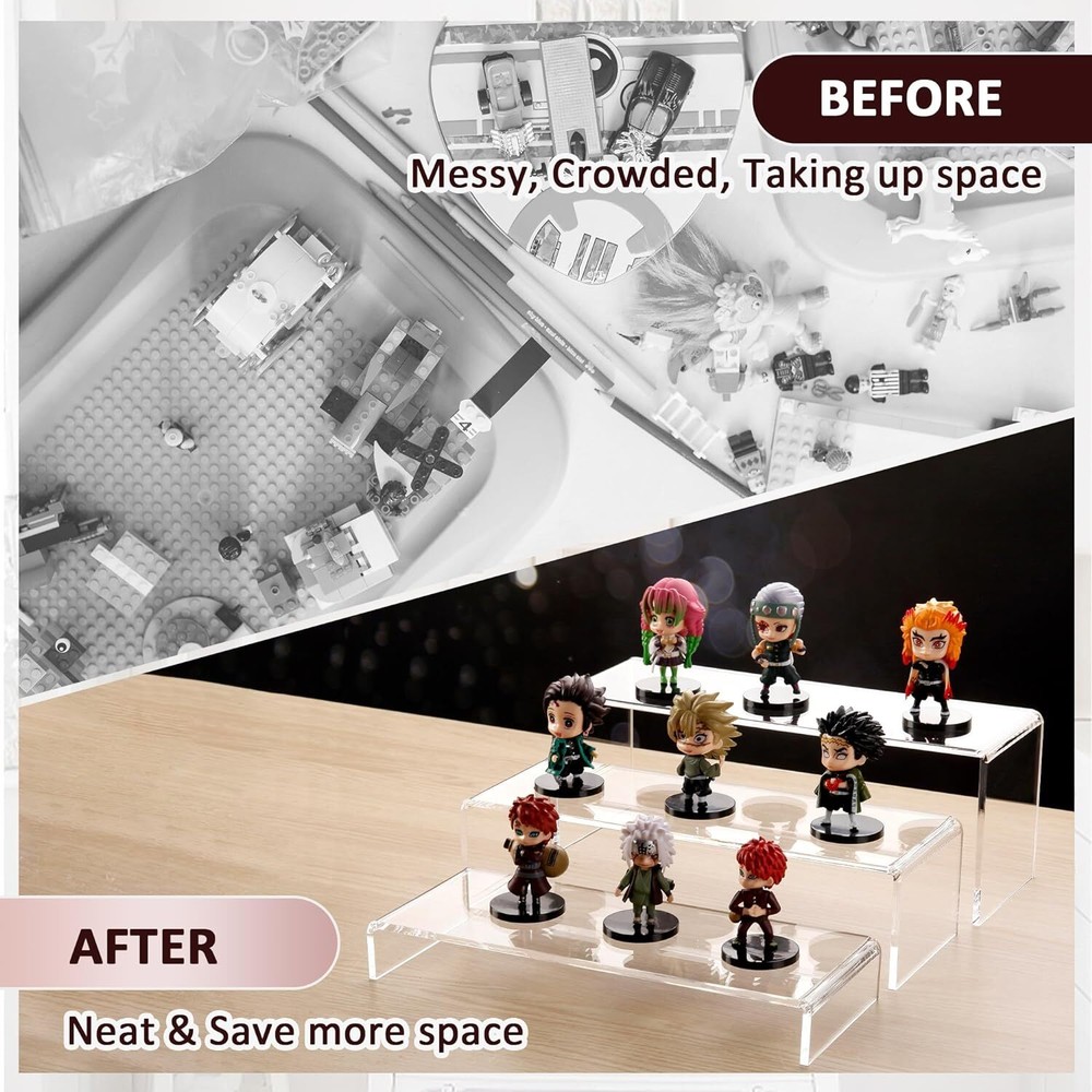 LFTYTUO 1 Set Large Acrylic Clear Display Risers, 3 Sizes 12"