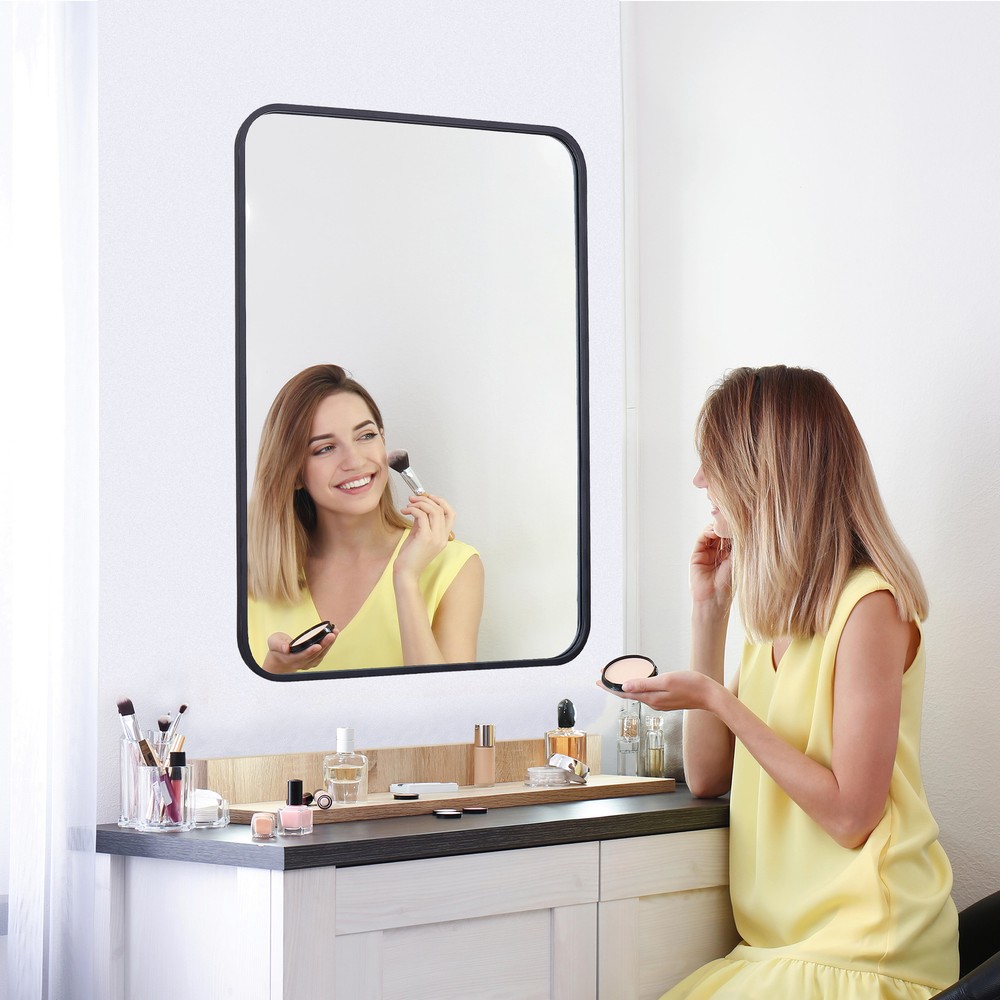 2PCS 22" X 30" Wall Mirror for Bathroom Rectangular Metal Framed Vanity Mirror