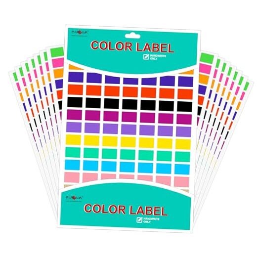 Pack of 1575 Rectangle Color Coding Labels,1/2" x 3/4" Rectangular 15 Colors