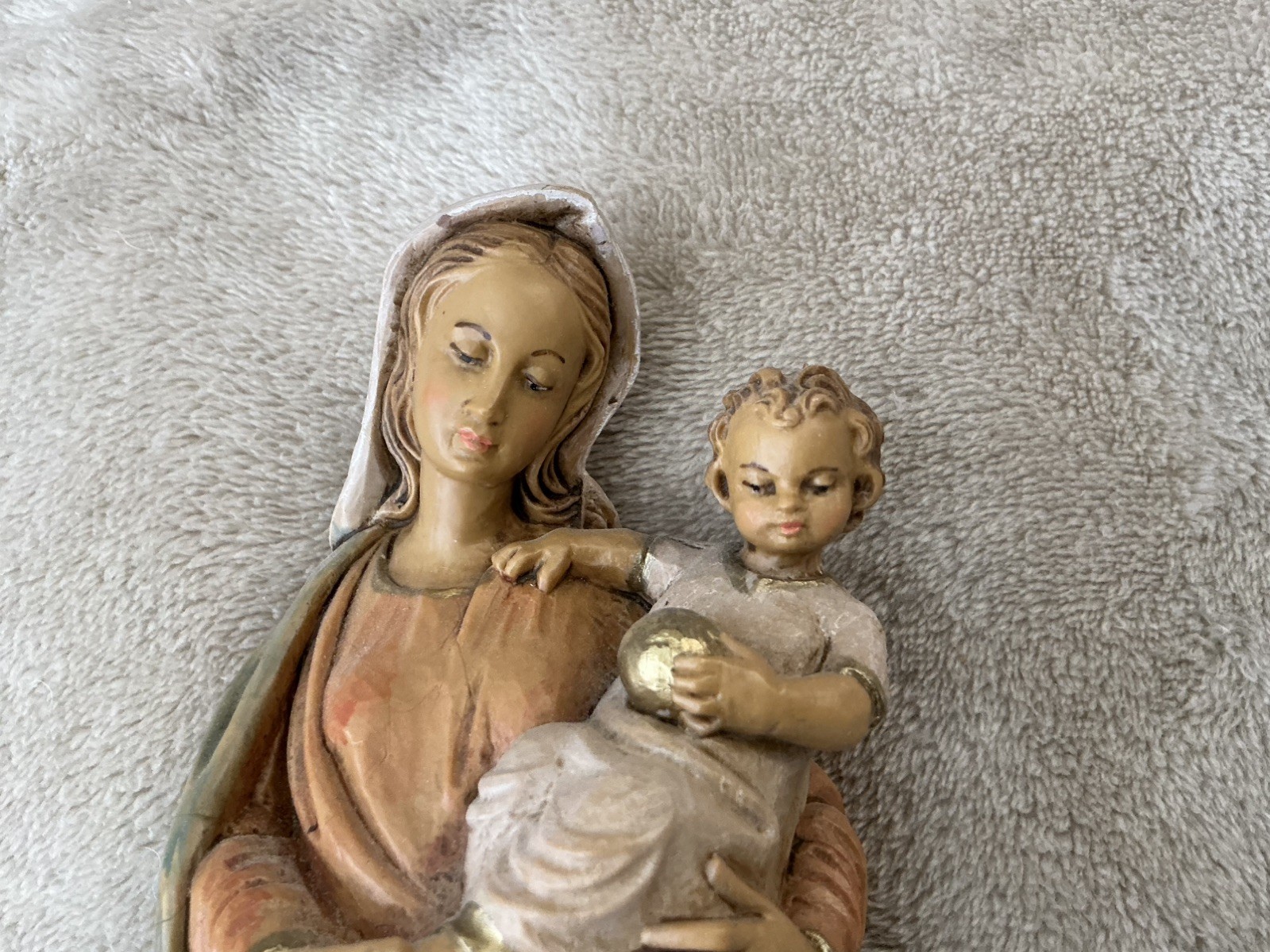 Vintage Malsiner Italy Madonna & Child Figurine Virgin Mary & Baby Jesus 9.5"