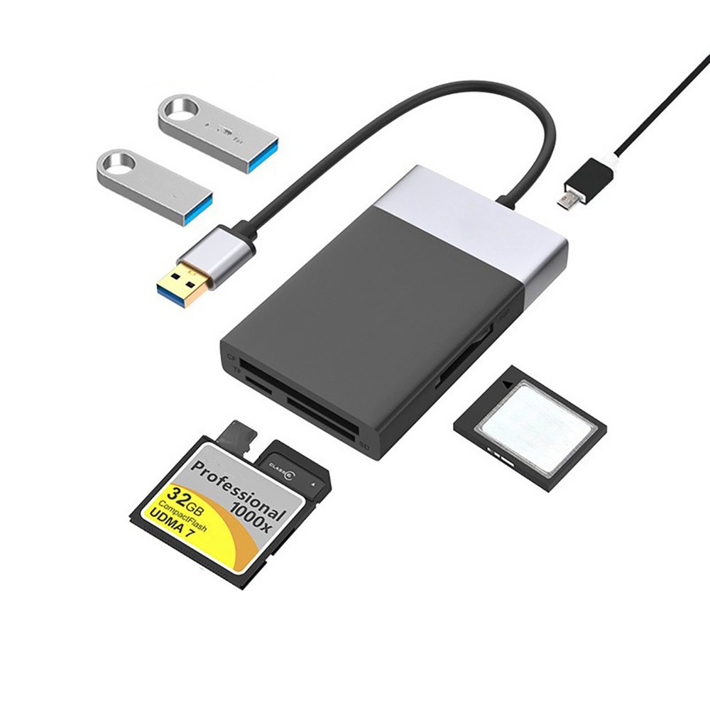6 in 1 USB 3.0 Multi-Function To SD/TF/CF Card /XQD Card Reader Adapter Hub Kit