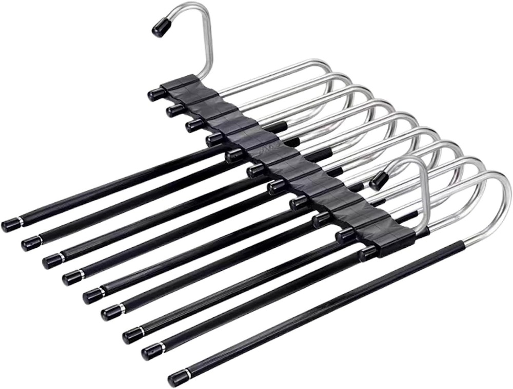 2Pack 9 Layers Foldable Pants Hangers Space Saving Trouser Hanger Multifuncti...