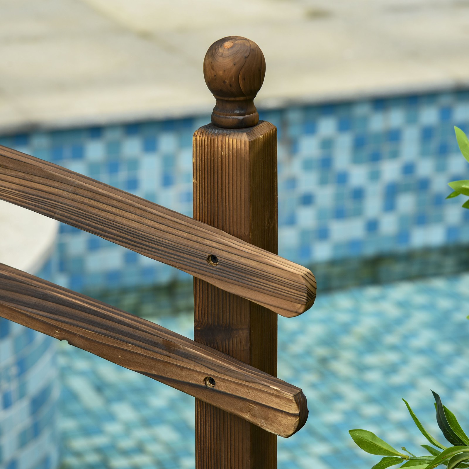 7.5' Garden Bridge Outdoor Decorative Wooden Bridge for Yard & Pond Arc Walkway