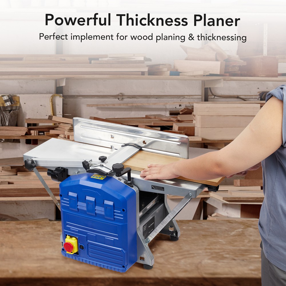 Powerful Benchtop Planer Worktable Thickness Planer w/ Extended Infeeding Table