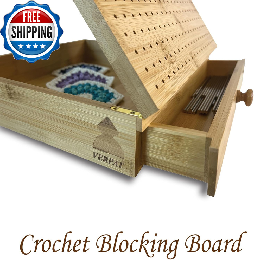 Crochet Blocking Boards+Multifunctional Container+Pins for Granny Square Blockin