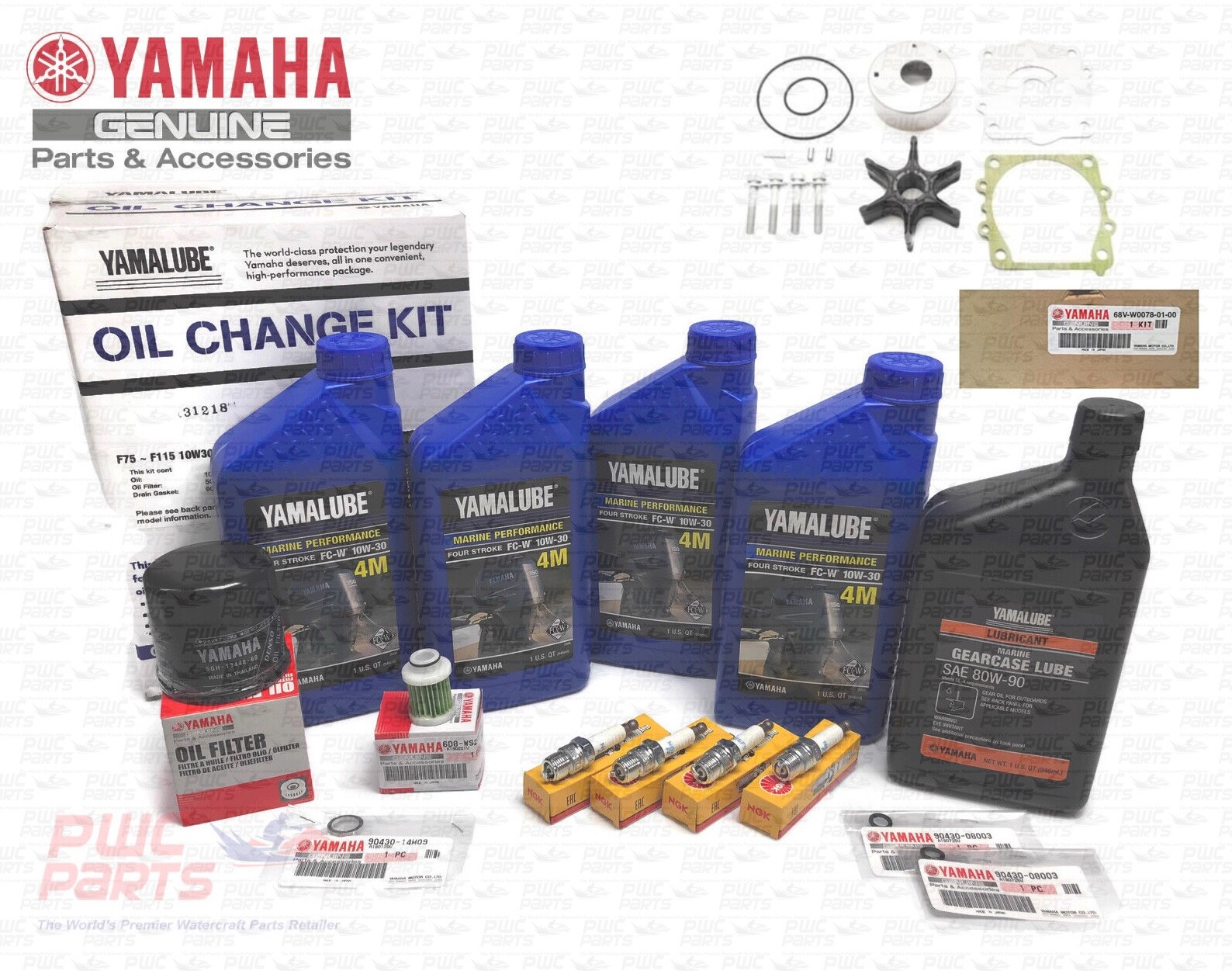 YAMAHA 2014+ F115 VF115 Oil Change Gear Lube Water Pump Plugs Maintenance Kit