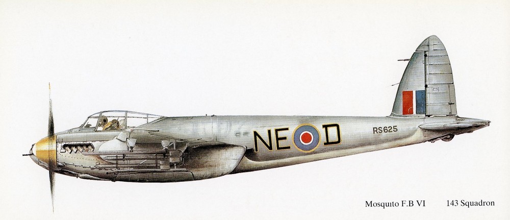 MOSQUITO - 143 SQUADRON  PROFILE PRINT.